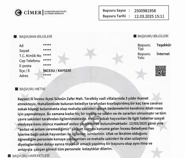 İncesu Belediyesi sadece yol, park, parke yapmıyor. Uzlaşmacı, akılcı ve çözüm odaklı hizmeti ile gönülleri de yapıyor. Sevimli dostlarımıza ilgimizin takdir edilmesi çalışma azmimizi artırmıştır. Teşekkür ederiz